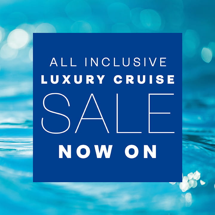Blue water with a box overlay, with the wording 'All-inclusive luxury cruise sale now on' Blue water with a box overlay, with the wording 'All-inclusive luxury cruise sale now on'